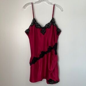 Victoria’s Secret Vintage Gold Label Red Black Satin Slip Dress